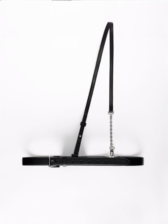 Maje  Leather belt with strap
